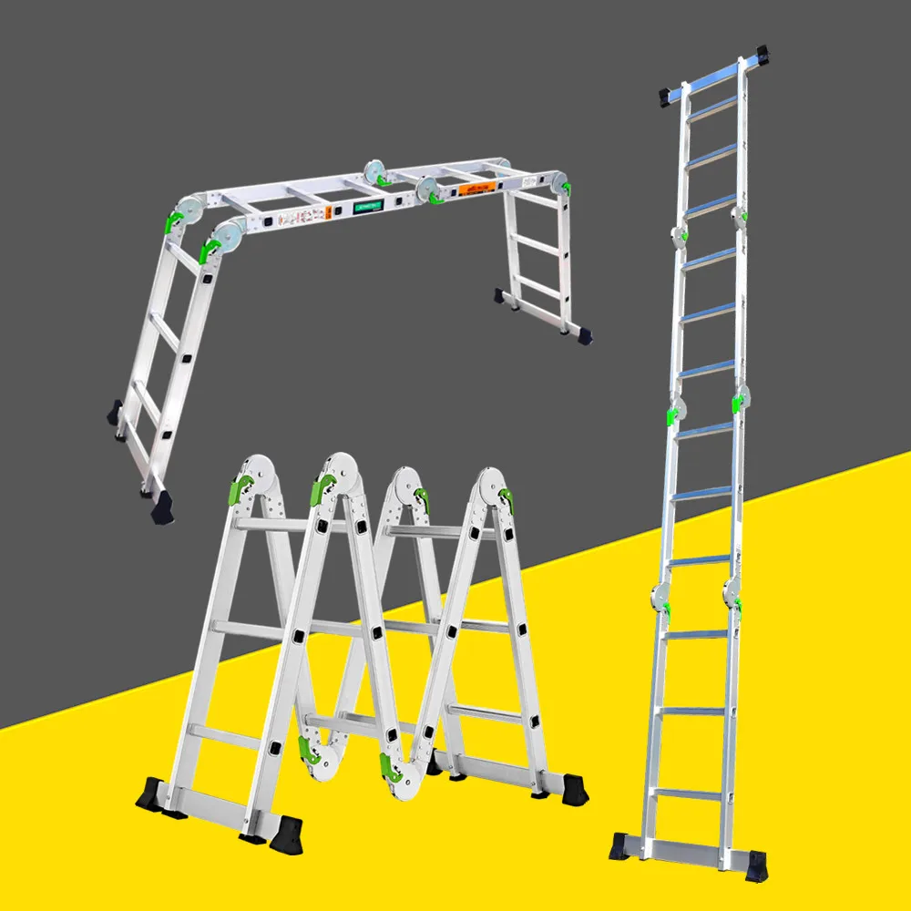 8-in-1 Multi Position Aluminum Alloy Foldable Extendable Transformer Hinged Ladder