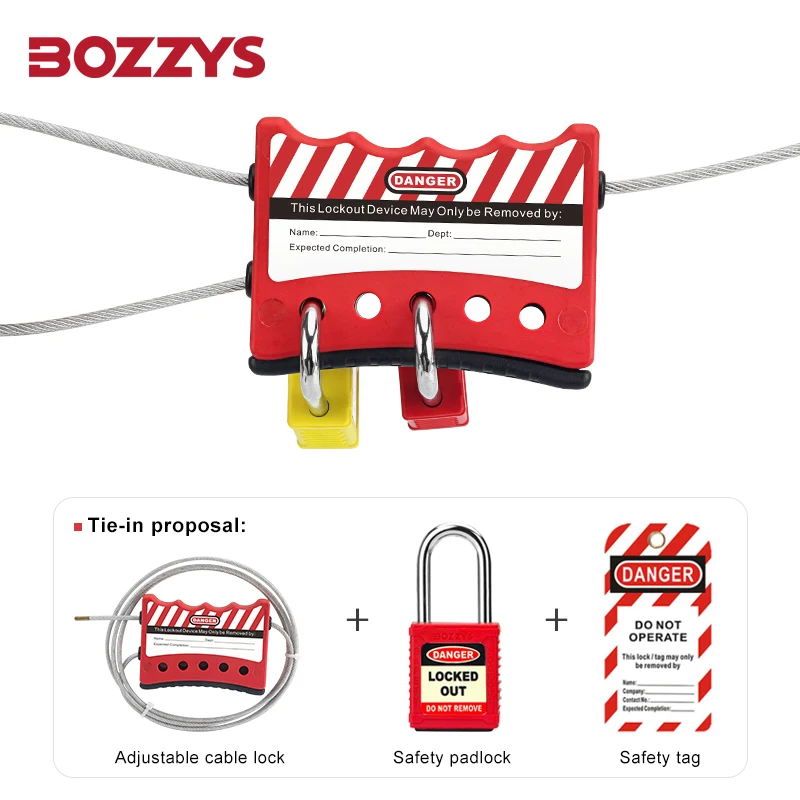 Multipurpose adjustable Cable Lockout with 4 mm UV PVC Coated Steel Cable  for  Industrial unusual devices energy isolation
