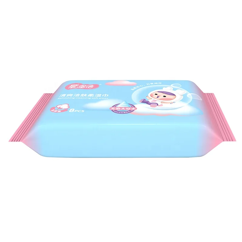 Custom Logo Wholesale Manufacturer 10PCS Water Unscented Wet Wipes Mini Pack Baby