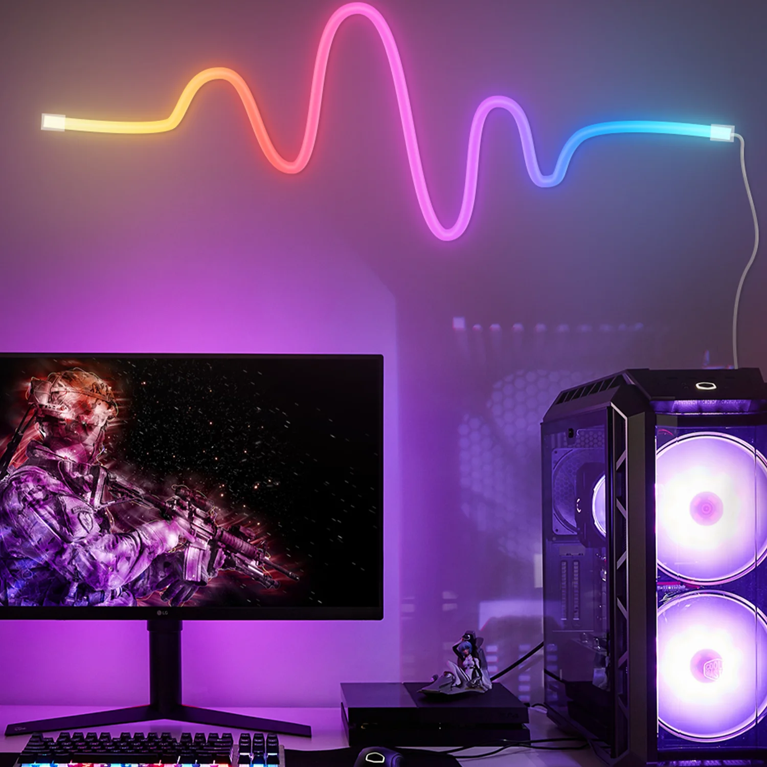 Neon Light Strip,12V Smart Neon Strip Light,16.4ft RGB Neon LED Strip Lights with Remote Control and APP Control