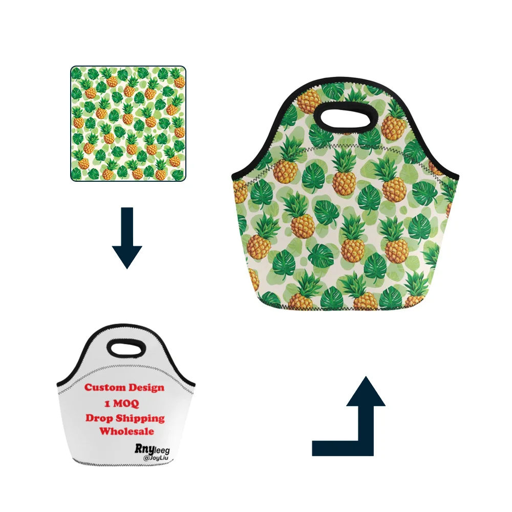 Wholesale Promotional Waterproof School Kids Neoprene Thermal Insulated Lunch Bag with Bottle Holder Food Picnic Bags Custom