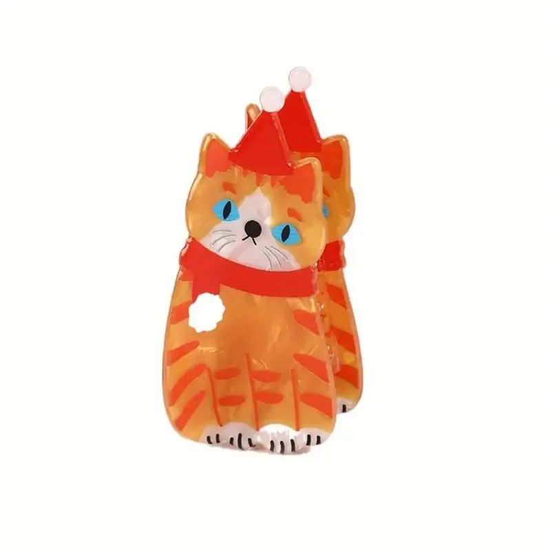 XIYIZI Cute Cartoon Animal Gripper Hair Clip Teddy corgi Horsetail Golden Hair Big Orange Cat Elk Christmas Shark Claw Clip
