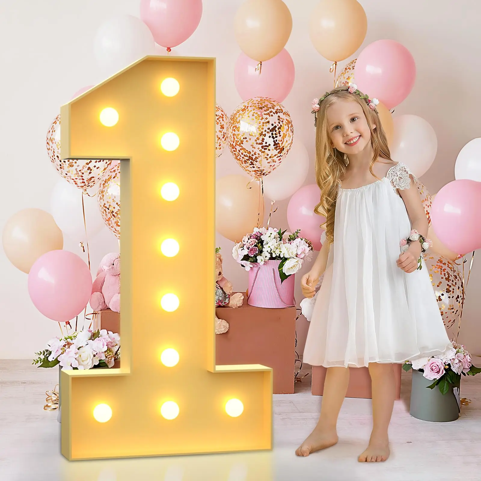 Customized Party Props with Homemade KT Board Lights LED Large Digital Lights Baby Banquet Birthday Party Decorations