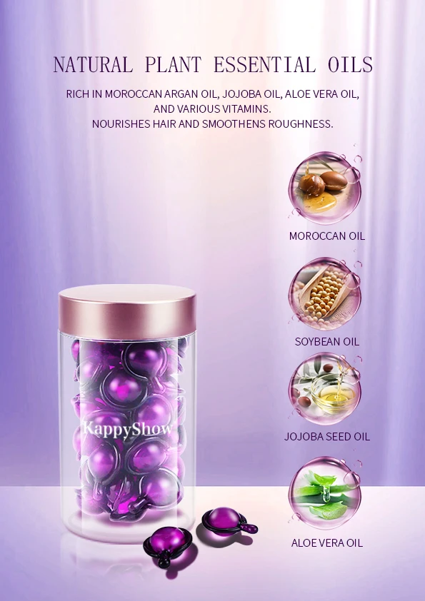 Plant Extract Argan Oil Hair Care Essential Nourishing Vitamin Hair Treatment Keratin Repair Smoothing Hair Oil Serum Capsule
