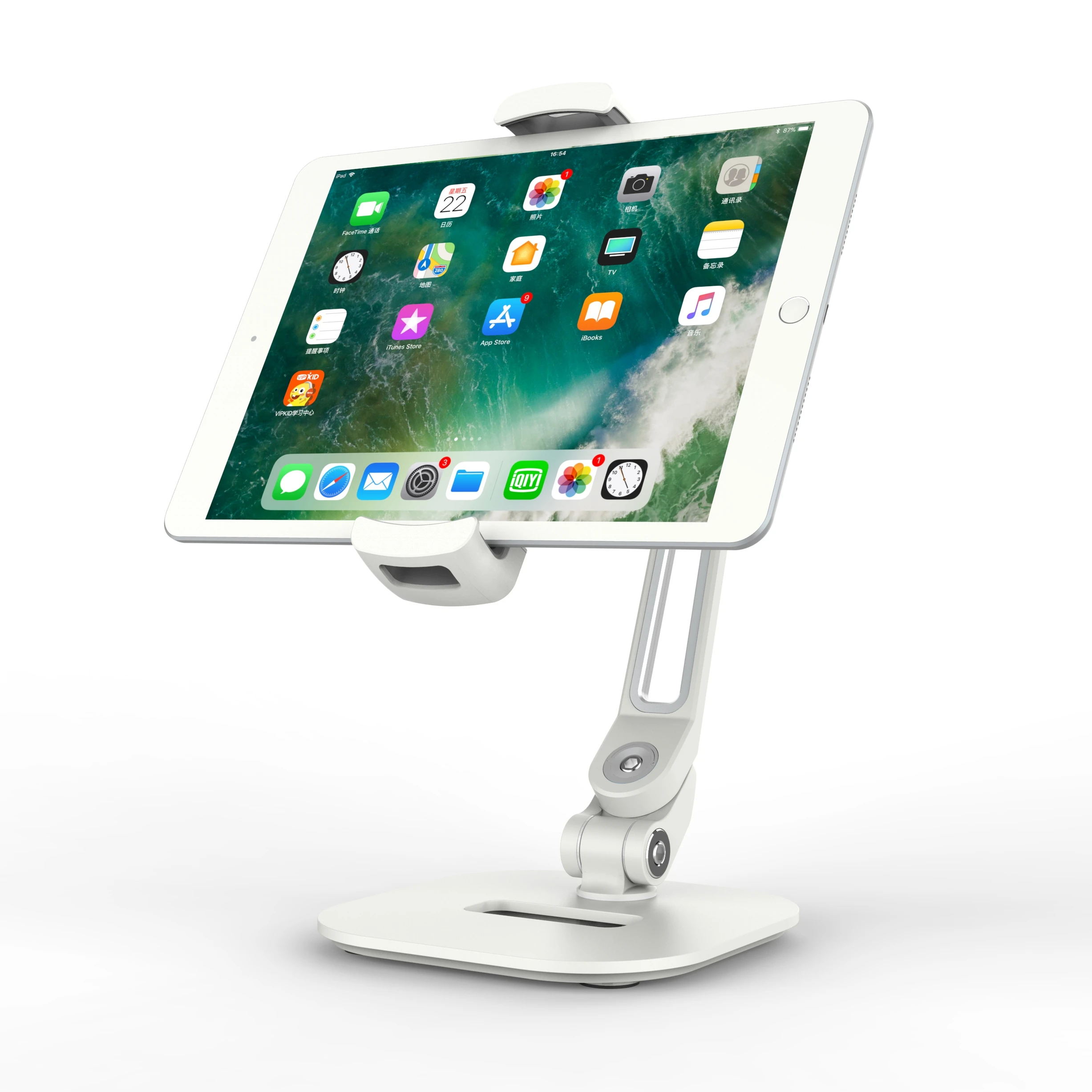 Wholesale promotion gift metal panel base aluminum long bracket for Pad smartphone mobile phone stand holder in bed for ipad