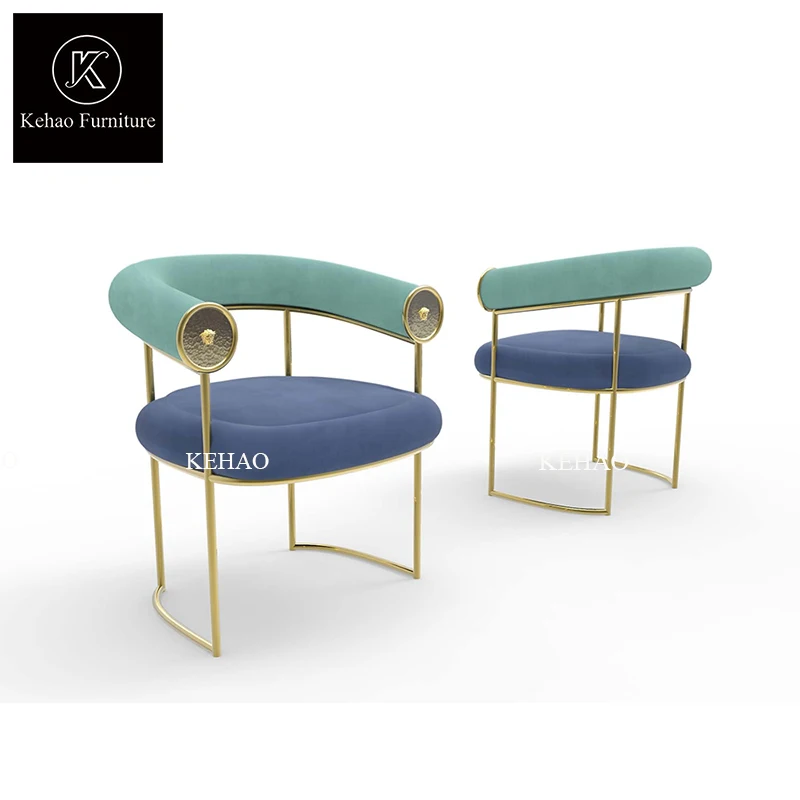 Modern italy design Medusa carezza dining chair gold metal frame upholstered with velvet dining chairs