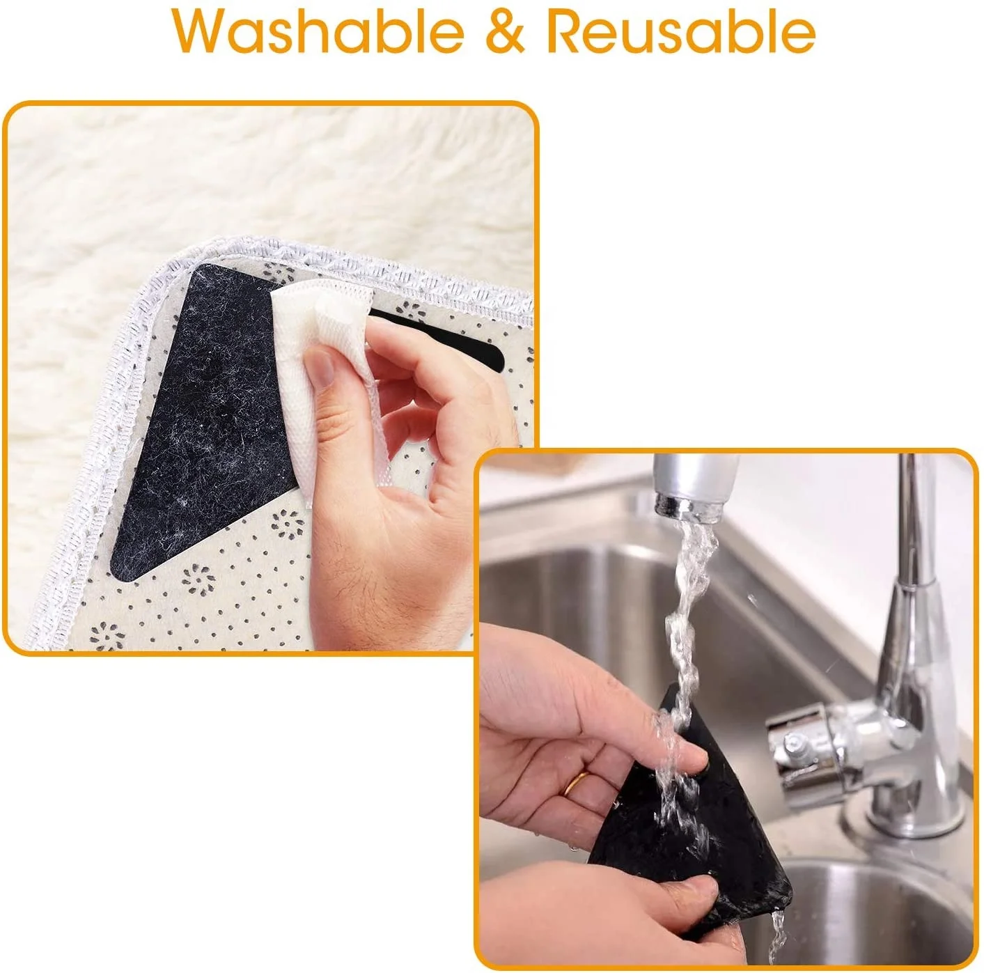 Rug Grippers Self Adhesive Vacuum Tech Removable and Reusable Non Slip Rug Pads Rug Tape for Hardwood floors