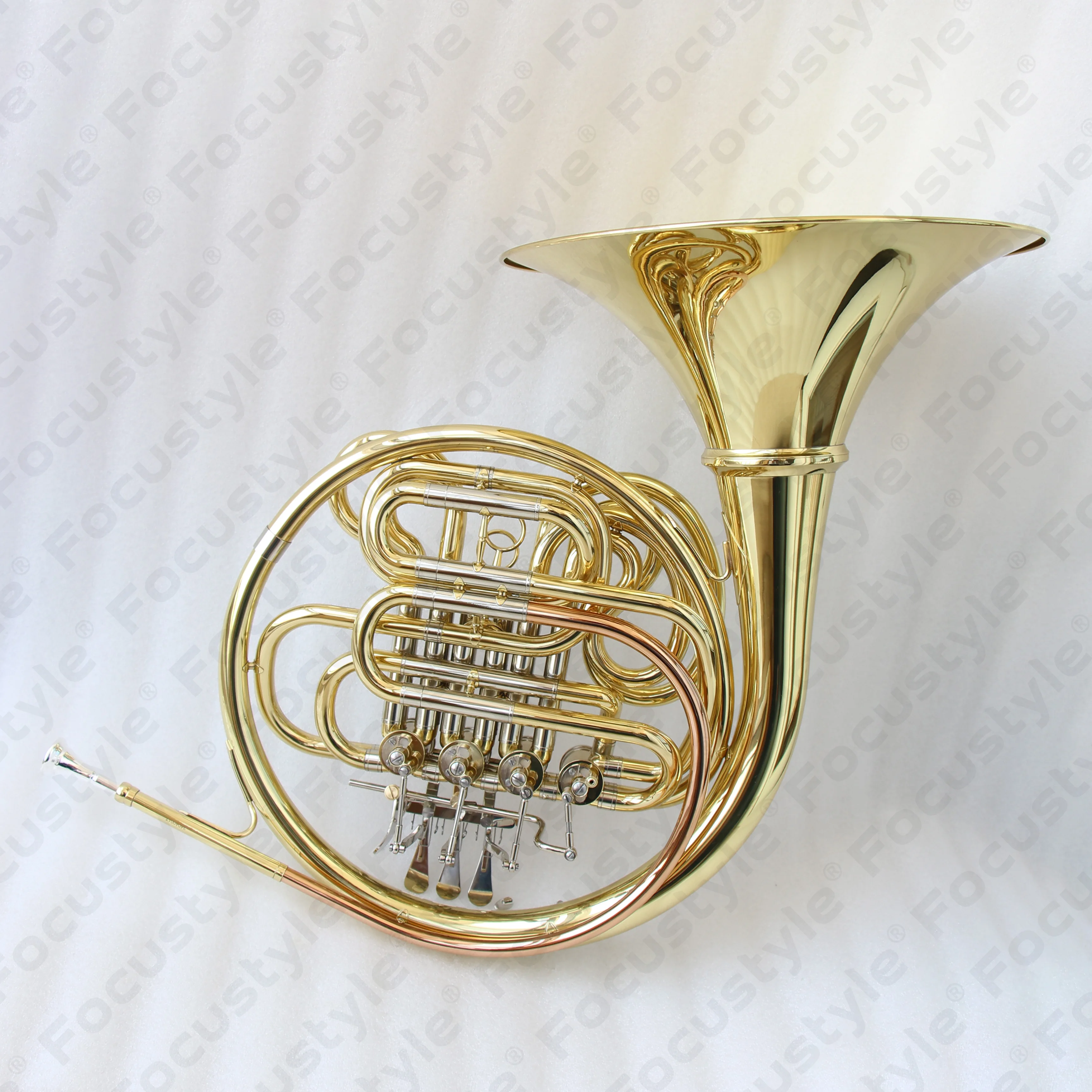 OEM Cheap High Quality Gold Lacquer Marching Instrument FFH-300 French Horn Brass Double French Horn