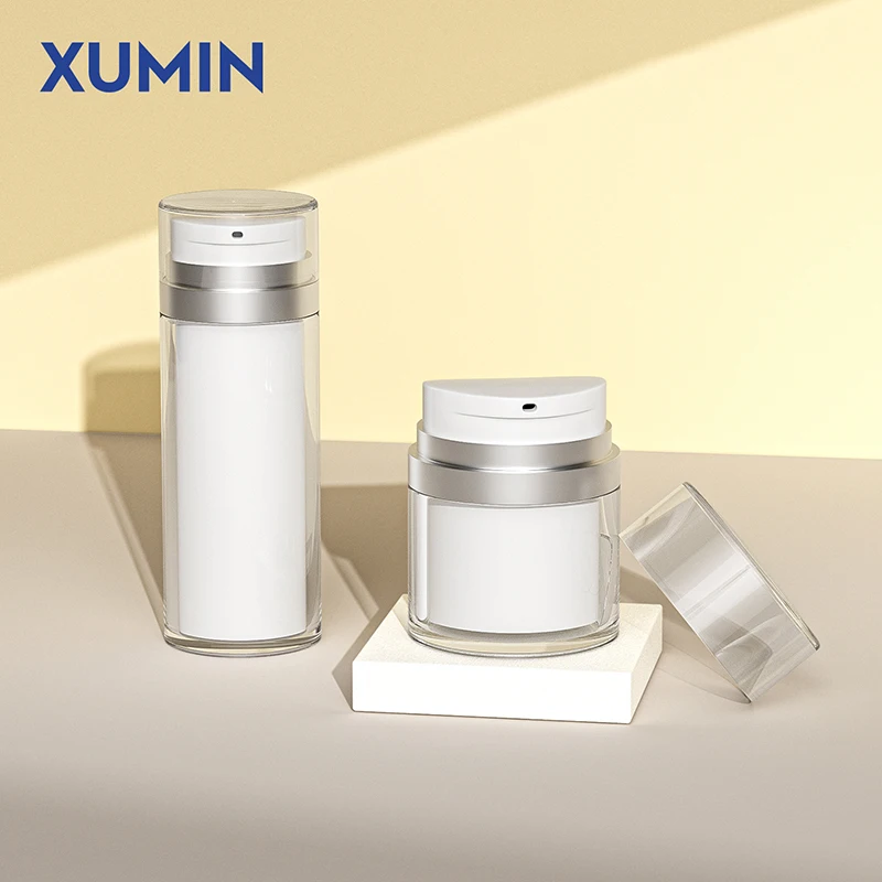 Custom Airless Lotion Pump Bottle 50ml 70ml 120ml Empty Cosmetic Plastic Bottles White Plastic Airless Jar for Skincare Cream