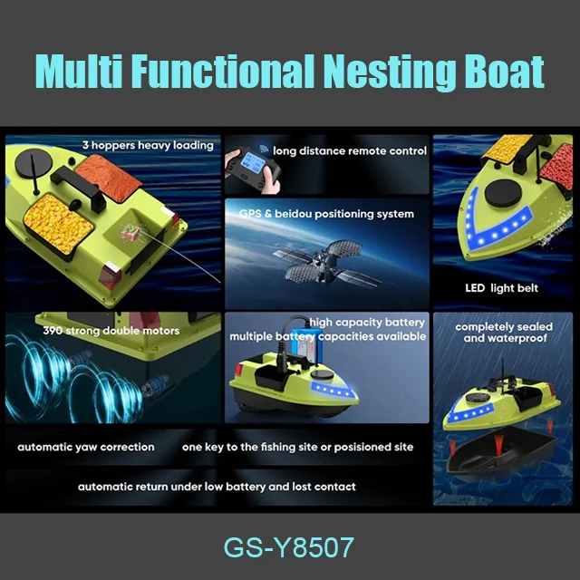 Hot Sell Multifunctional 600m Plastic Carp Fishing Bait Boat with GPS Night Light Lure Boat