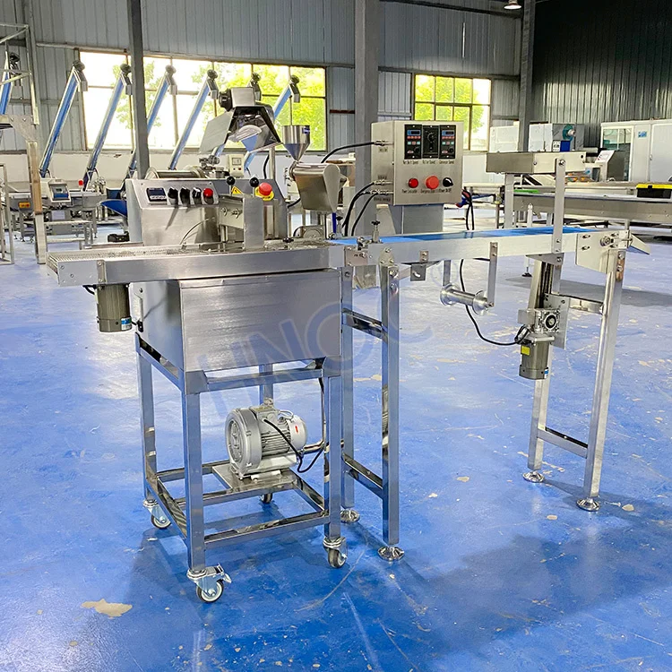 25/60/100L continuous molding Ball Chocolate Melt Dipping Cover Enrobe Price Chocolate Enrobe Machine and Cooling Tunnel PLC