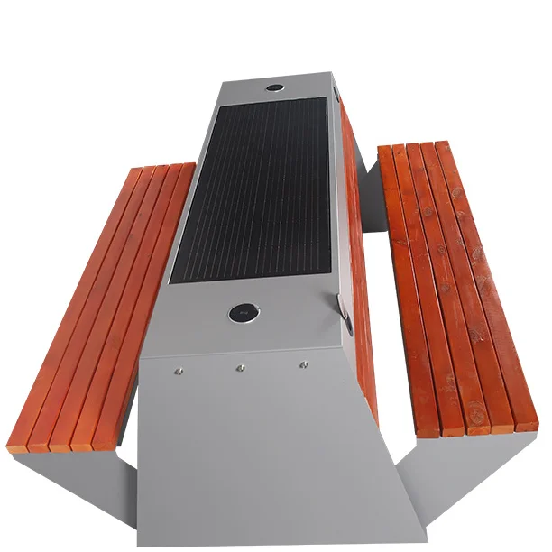 Solar Garden Bench Charger Wifi Bluetooth Audio Modern Smart Charging Bench Outdoor Solar Bench