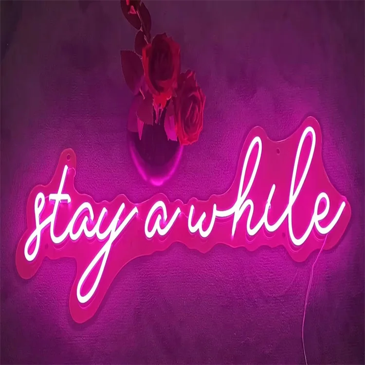 Oux ip67 acrylic 8 x 16 pvc letter acrylic led neon open custom door decor custom made flex led neon light lets party neon sign