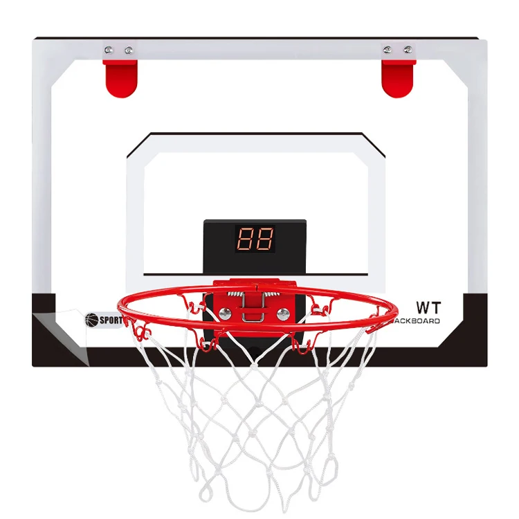 Indoor PC Plastic Basketball Shooting Game Set Electronic Scoreboard LED Light Over The Door Basketball Hoop Toys for Kids