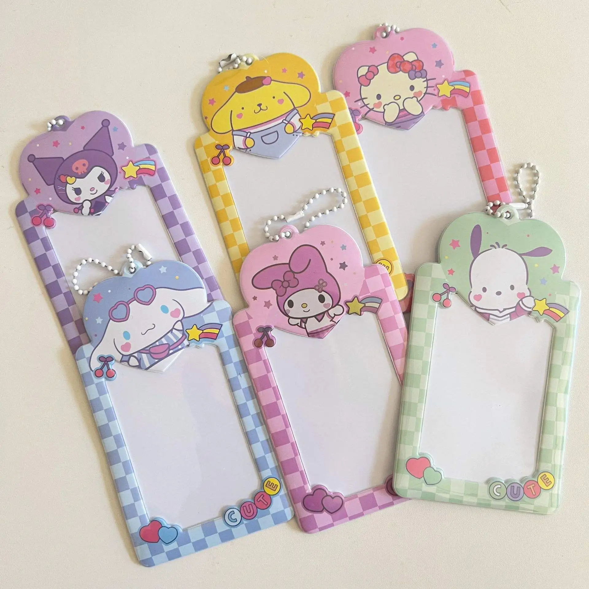 Cute Sanrioed Figure Cinnamoroll Kuromi My Melody KAWAII ID Card Holder Anime Keychain Pendant Card Holders For Girls