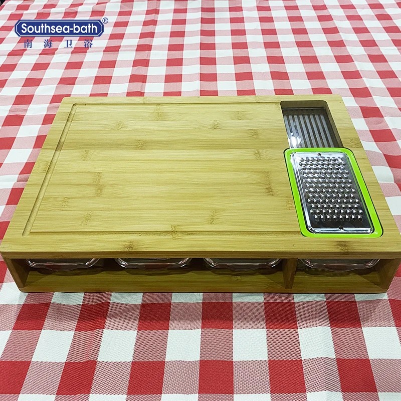 Кухонные весы для хранения Бамбуковая разделочная доска с 2 Раздвижные набор ножей бамбуковая кухня