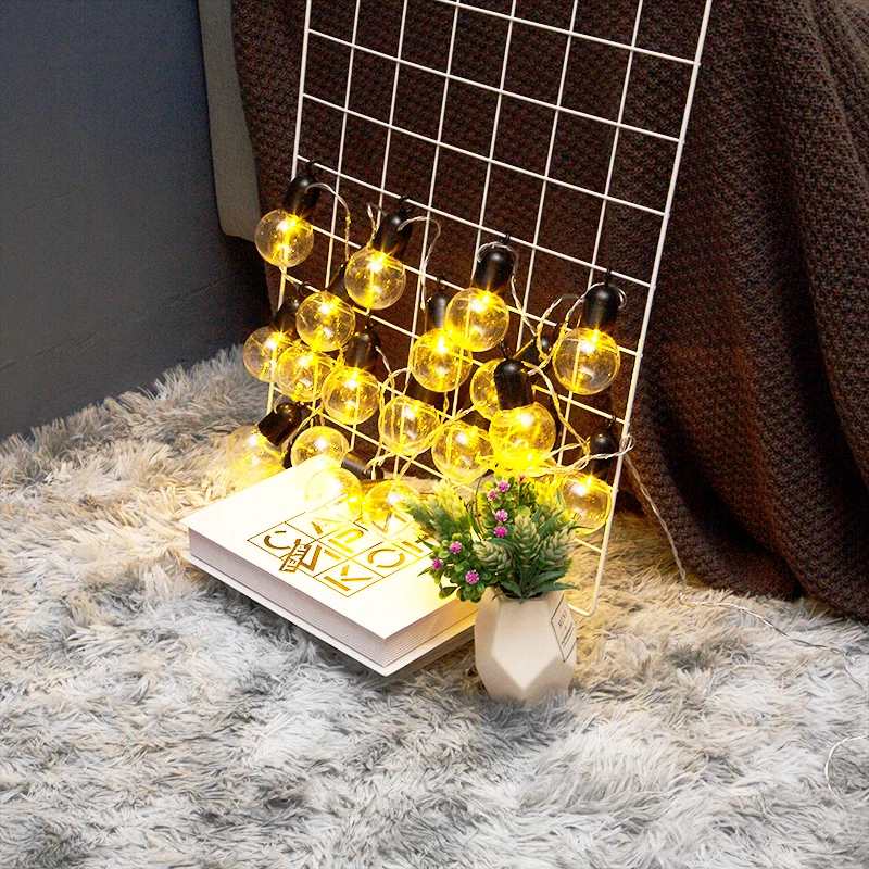 
party home decorative transparent bulb Classic white 20 LED Solar Copper Wire fairy String Light 