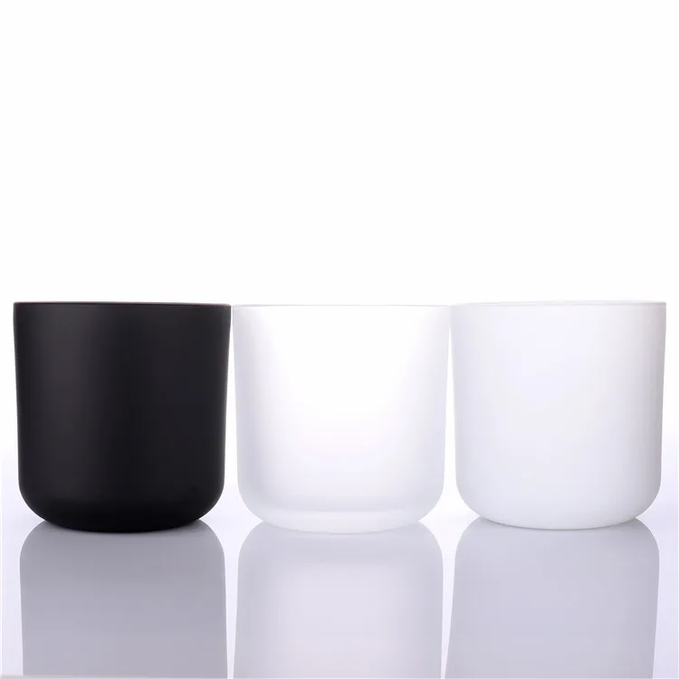 wholesale luxury matte black home decorative 11oz frosted round bottom jar candle glass with lids