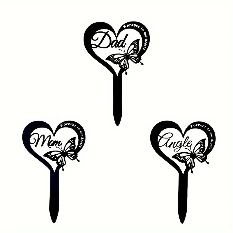 Metal Heart Shaped Stake Decor Memorial Sign Marker Heart Shaped Garden Stake Cemetery Yard Signs Grave