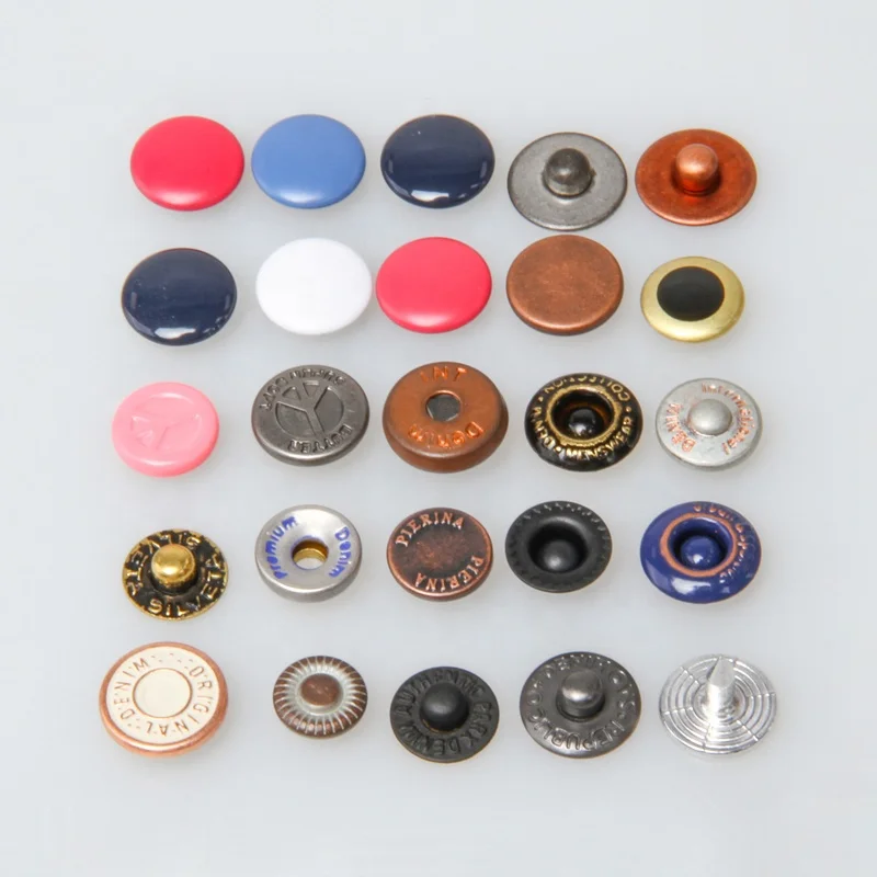 Custom wholesale Engraved LOGO gold Metal brass zinc alloy nipple up nipple down Jeans garment rivet stud for clothes