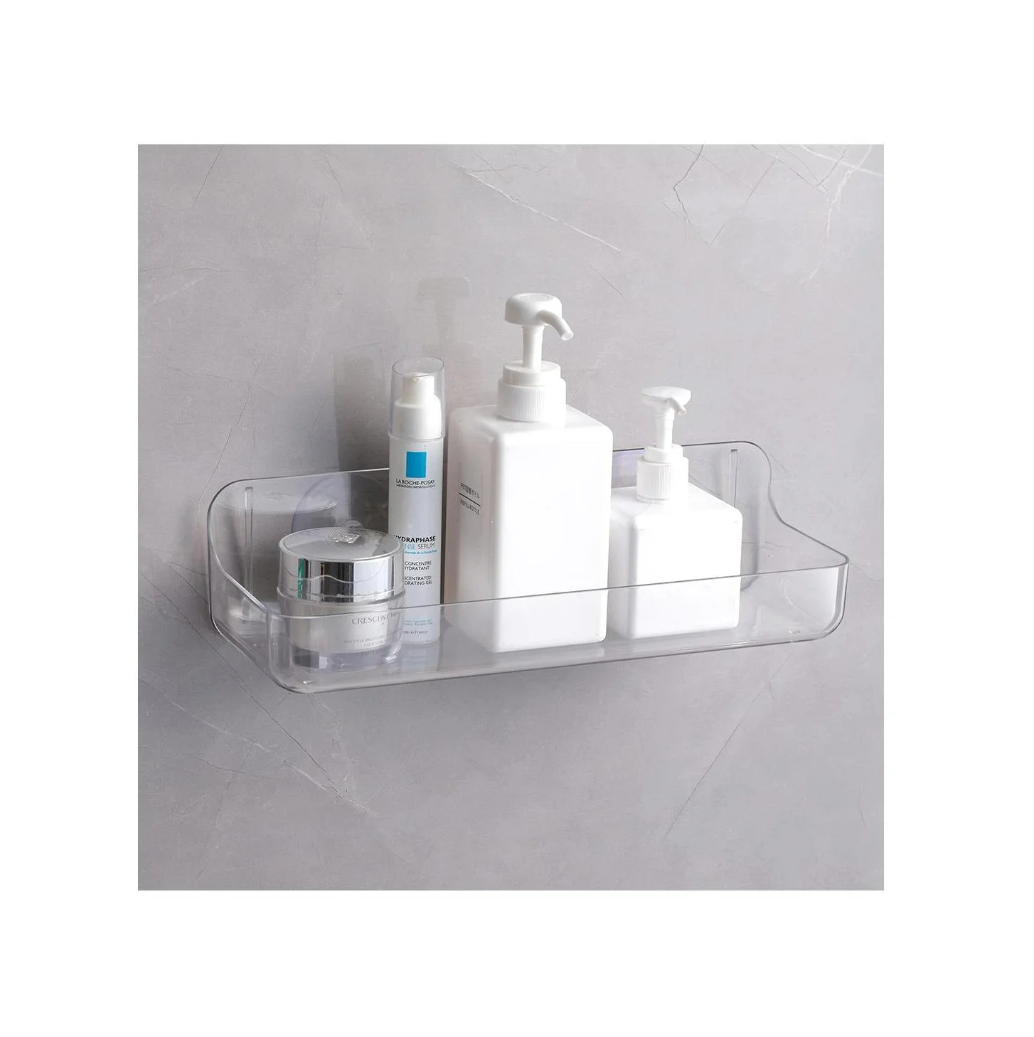 Plastics Bathroom Kitchen Wall Mounted Organizer Storage Rack Shelf with Self Adhesive And Hook