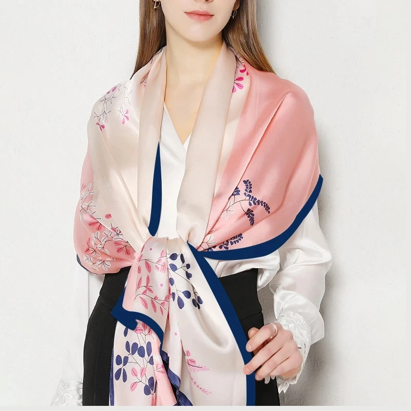 Big Square Female Silk Scarves Kerchief Neck Custom Bag Luxury Scarf Silk 90x90cm