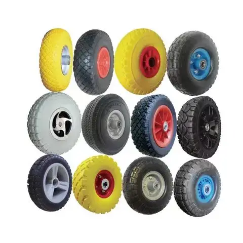10 inch 3.00-4 3.50-4 PU Polyurethane Foam Puncture Proof Flat Free Tire Wheel for Garden Utility Wagon Trailer Trolley Cart