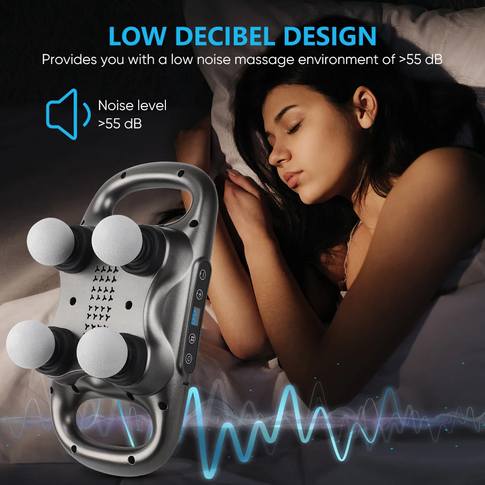 Custom Electric Massage Guns Body Deep Tissue Vibration Muscle Massager Gun Handheld 4 Head Back Massager