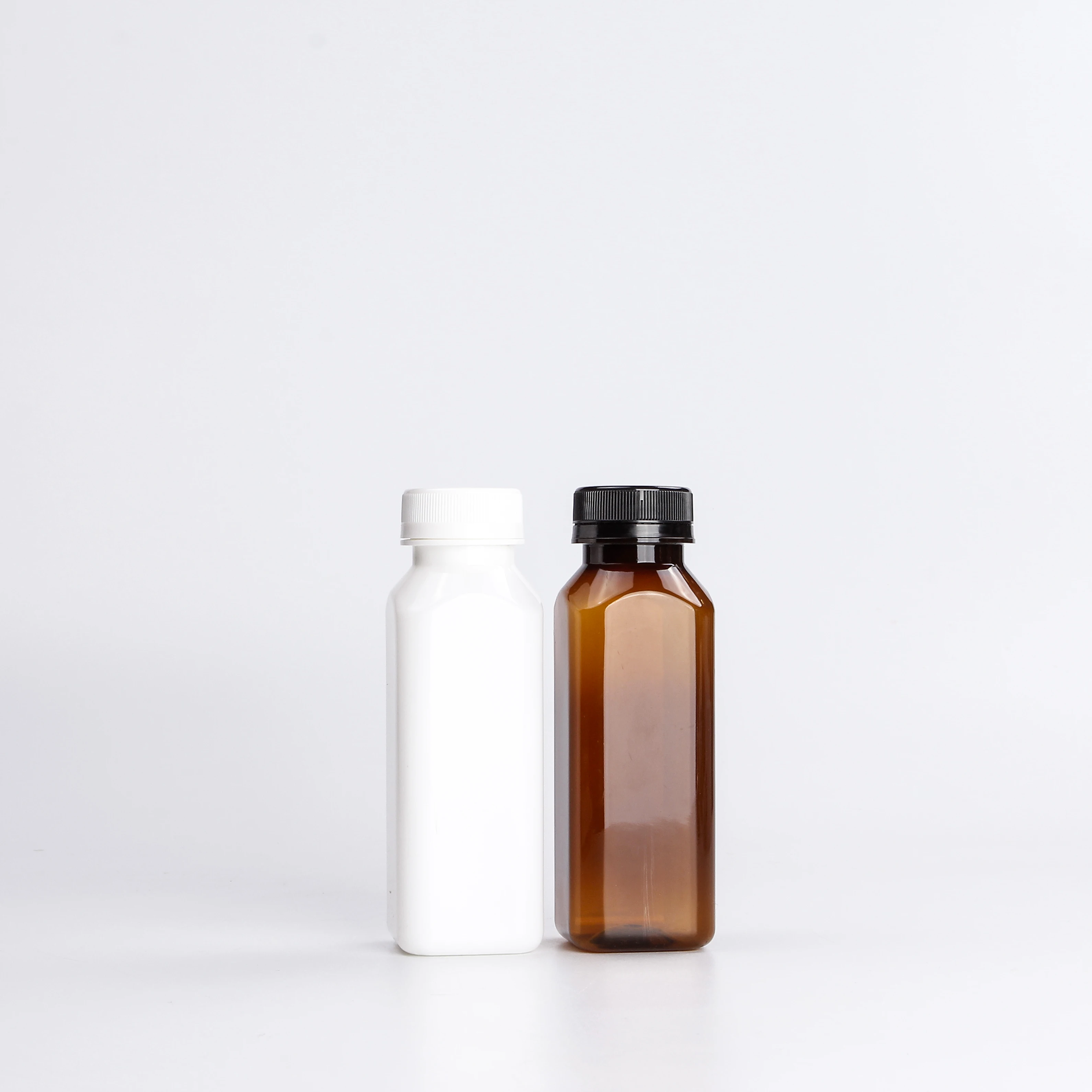 Plastic PLA 250 Ml Cold Brew coffee Plastic Bottles Square Juice Beverage smoothies Bottles With Tamper Evident Lids