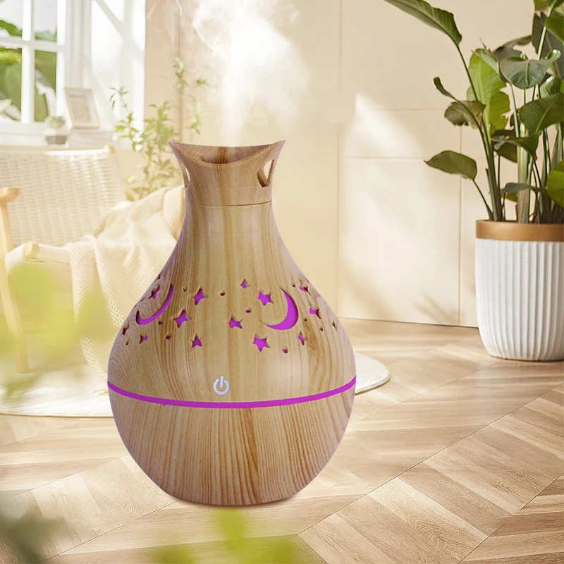 b2b marketplace Small vase design USB umidificador de ar led 200ml ultrasonic air humidifiers Wood grain humidificador