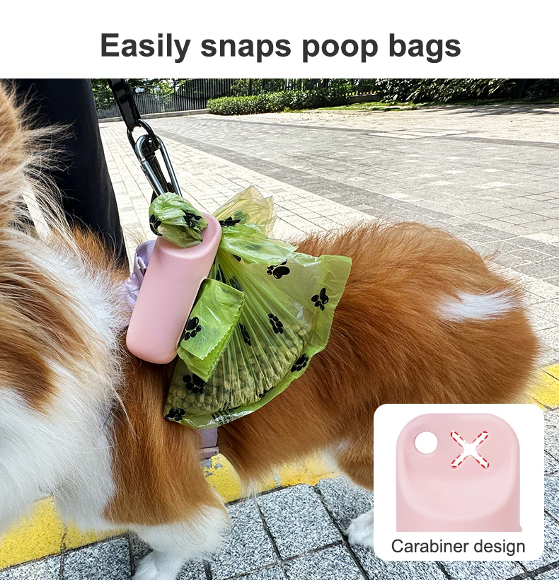 Custom Logo Doggy Waterproof Leather Silicone Waste Bag Dispenser Dog Pet Poop Bag Holder