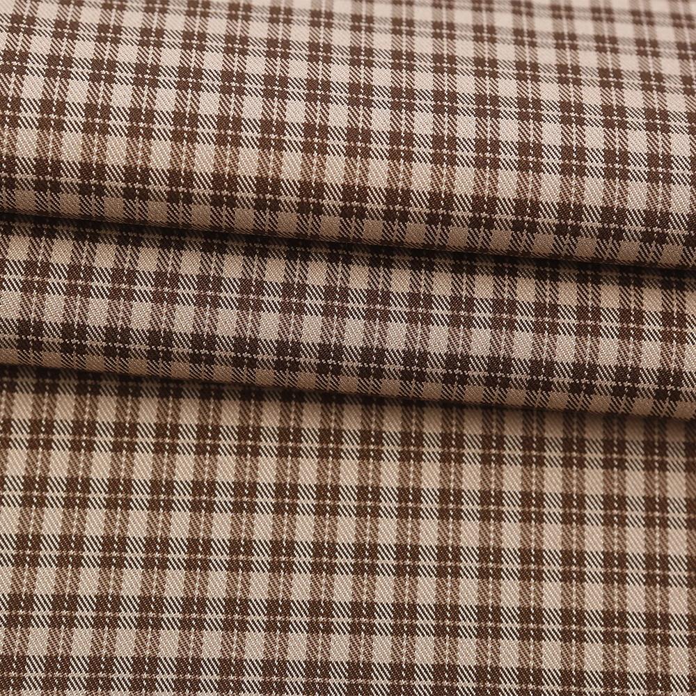 Professional Supply Women Casual Suits Shirts  Yarn Dyed Woven Fabric Plaid Spandex Dress Pattern Trousers Fabric