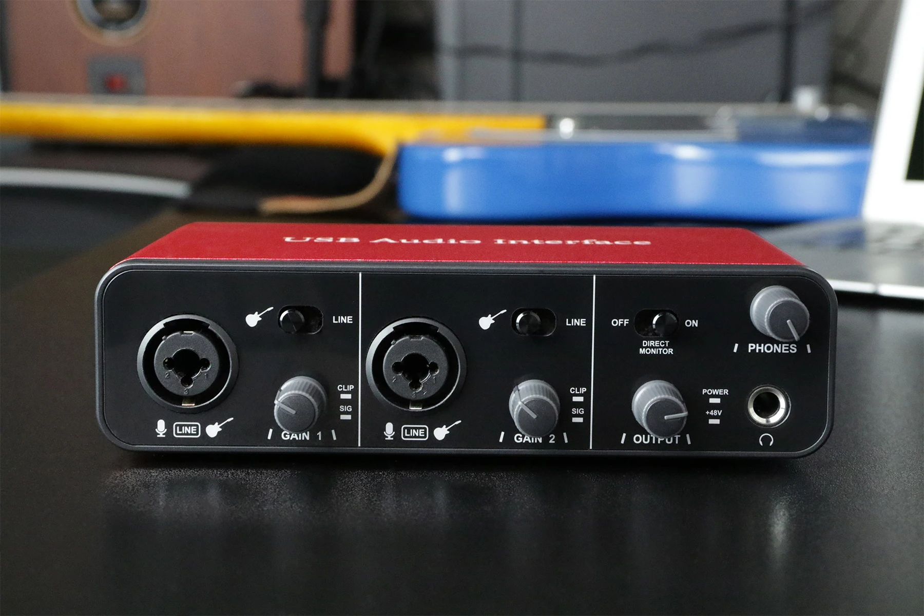 192KHz/24Bit 48V Phantom Power USB Audio Interface 2i2 Studio External USB Sound Card for Podcast Recording