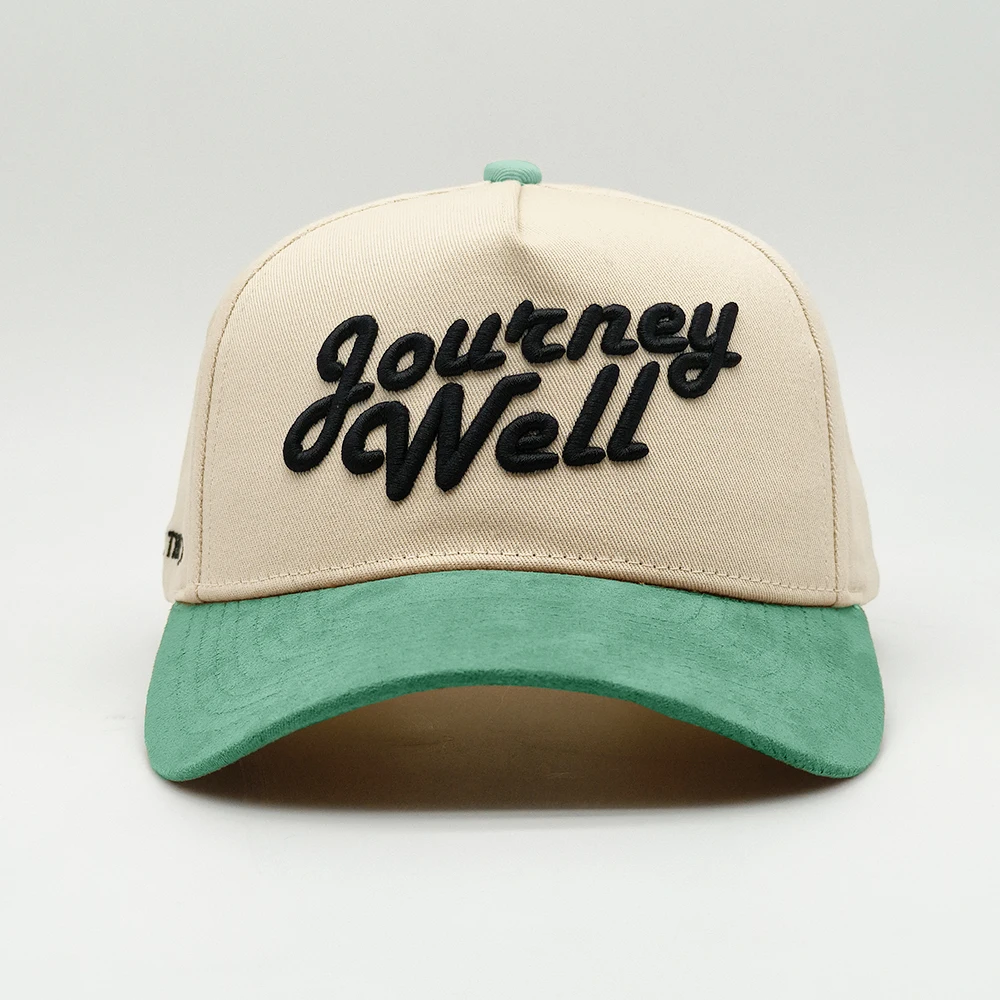 Middle crown Cotton Twill Retro Structured 5 panel cap Cotton Sports Baseball Cap gorras 3D puff Embroidery Custom Two tone hat