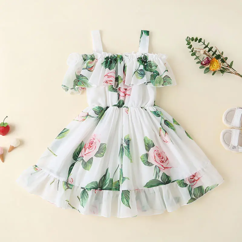 kids clothes wholesale kids dresses for girls sleeveless gauze fabric party dress for girl