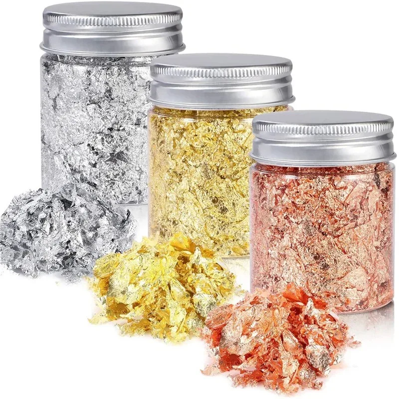 5G Nail Art Accessories Gold Silver Copper Foil Sequins Glitter Leaf Flake Sheet Bulk Foil Paper For Gilding Manicure Decoration