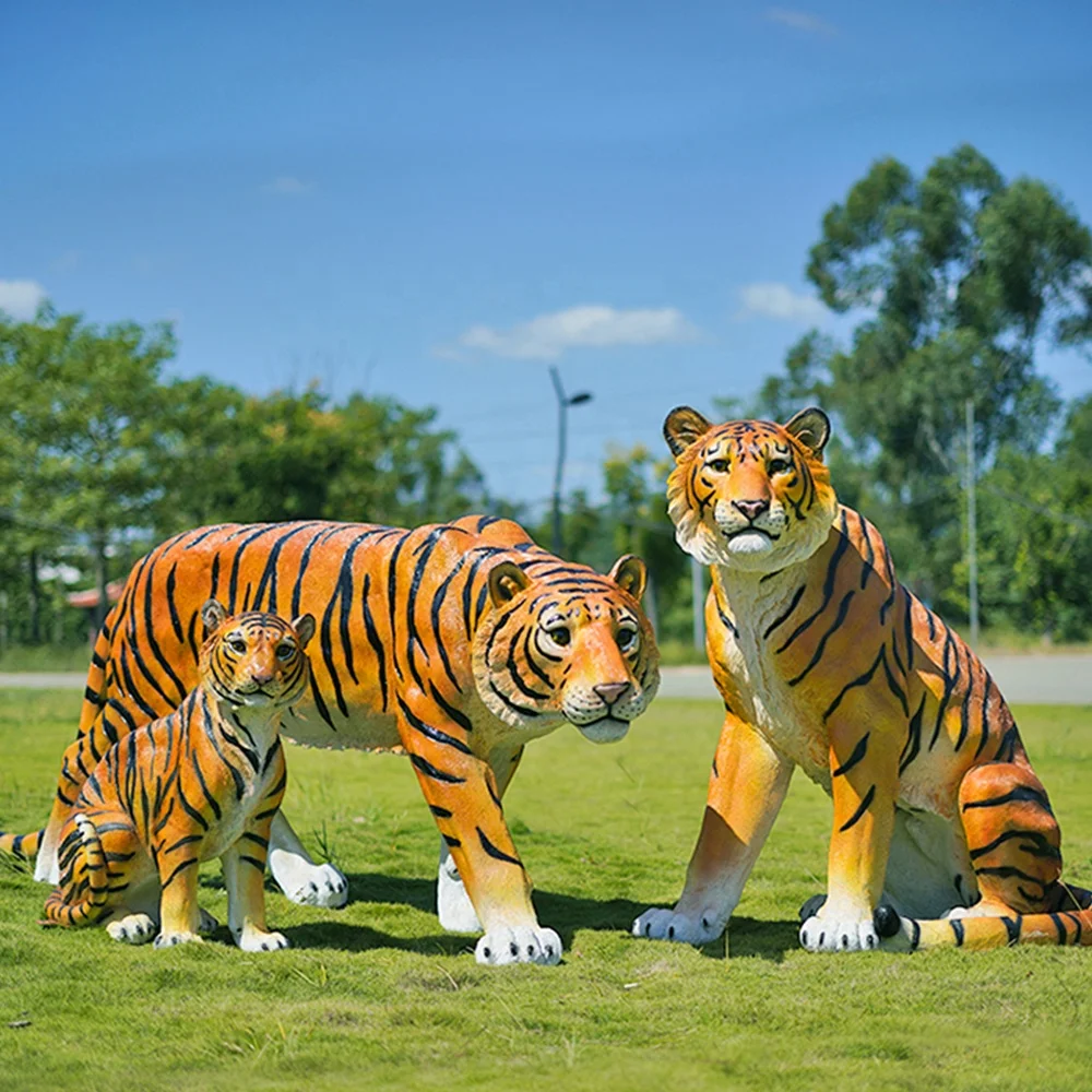 Support Customization Large Resin Animal Sculpture Plastic Animal Safari Tiger Statue For Party Event Props
