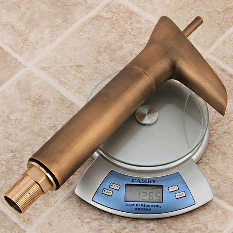 Faucet Basin Faucets Bathroom Wash Basin Mixer Faucet Waterfall Brass Single Hole Single Handle Antique Bronze