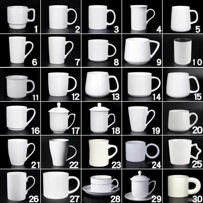 Various Styles Of Diy Mugs New Bone China Mugs Coffee Cups Ceramic White Custom Logo Printed Coffee Cups