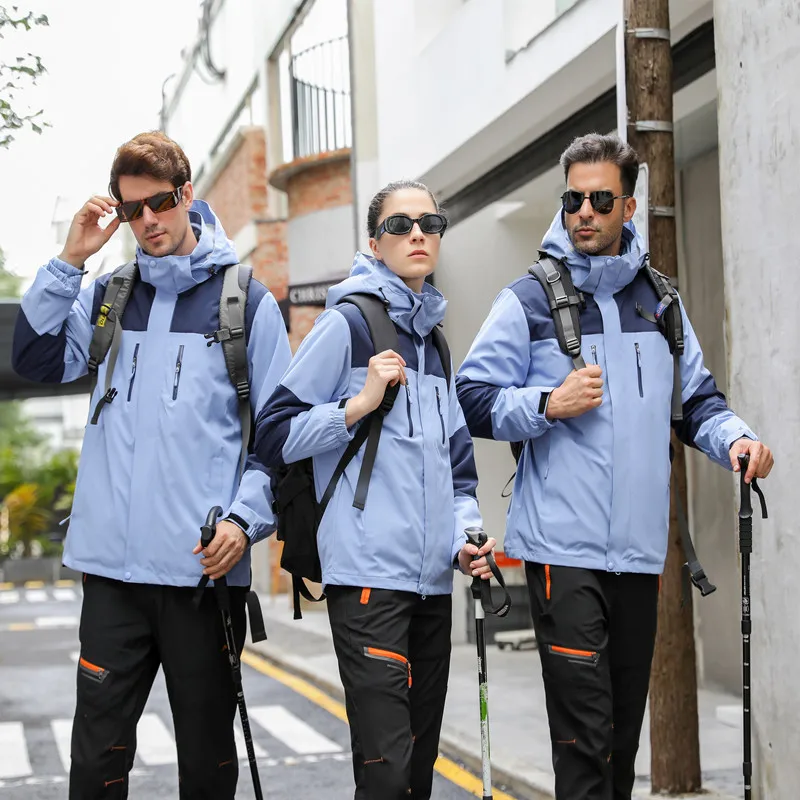 Custom Wholesale Outdoor Patchwork Hooded Men Windbreaker Jacket Waterproof Fleece Coat Winter Warm Thick Jacket