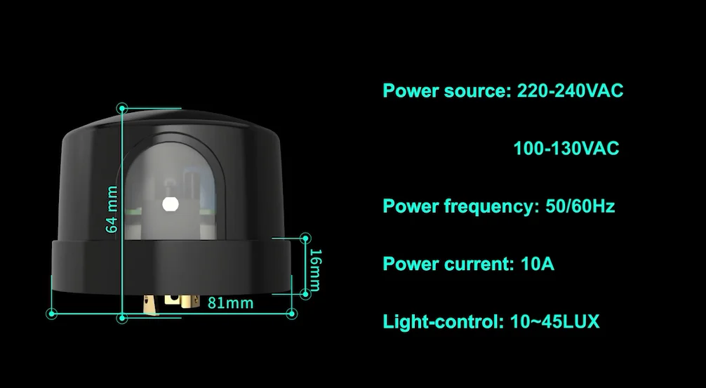 PDLUX PD-P07 Waterproof 10A Photocell Sensor Street Light Control Switch Auto On Off Dusk To Dawn Sensor