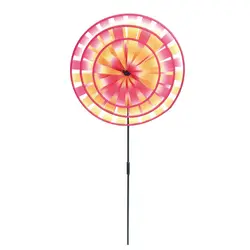 Высококачественное украшение для улицы, красочные игрушки с колесиками, Детская Тройная вращающаяся ветряная мельница