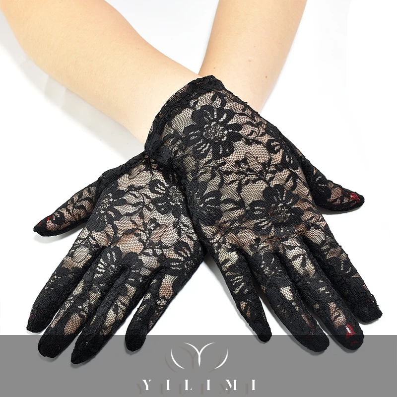 Новинка 2021, кружевные перчатки с пальцами для выпускного вечера, женские солнцезащитные короткие кружевные свадебные перчатки, перчатки (1600323426502)