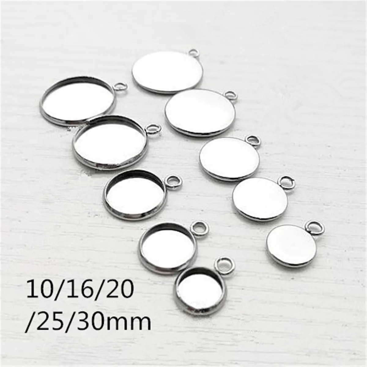 10pcs Stainless Steel Metal Pendant Blank Settings Base Bezel Trays Fit Cabochon Glass Jewelry MakingHot sale products