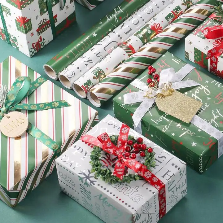 Christmas PRESENTS Custom Beautiful Roll Wrapping Paper Christmas Gift Wrapping Paper Rolls Wholesale Christmas Wrapping Paper