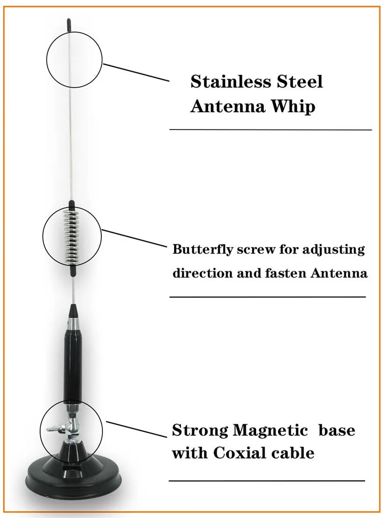 CB Antenna High Gain 27Mhz Magnetic Base Long Range Radio