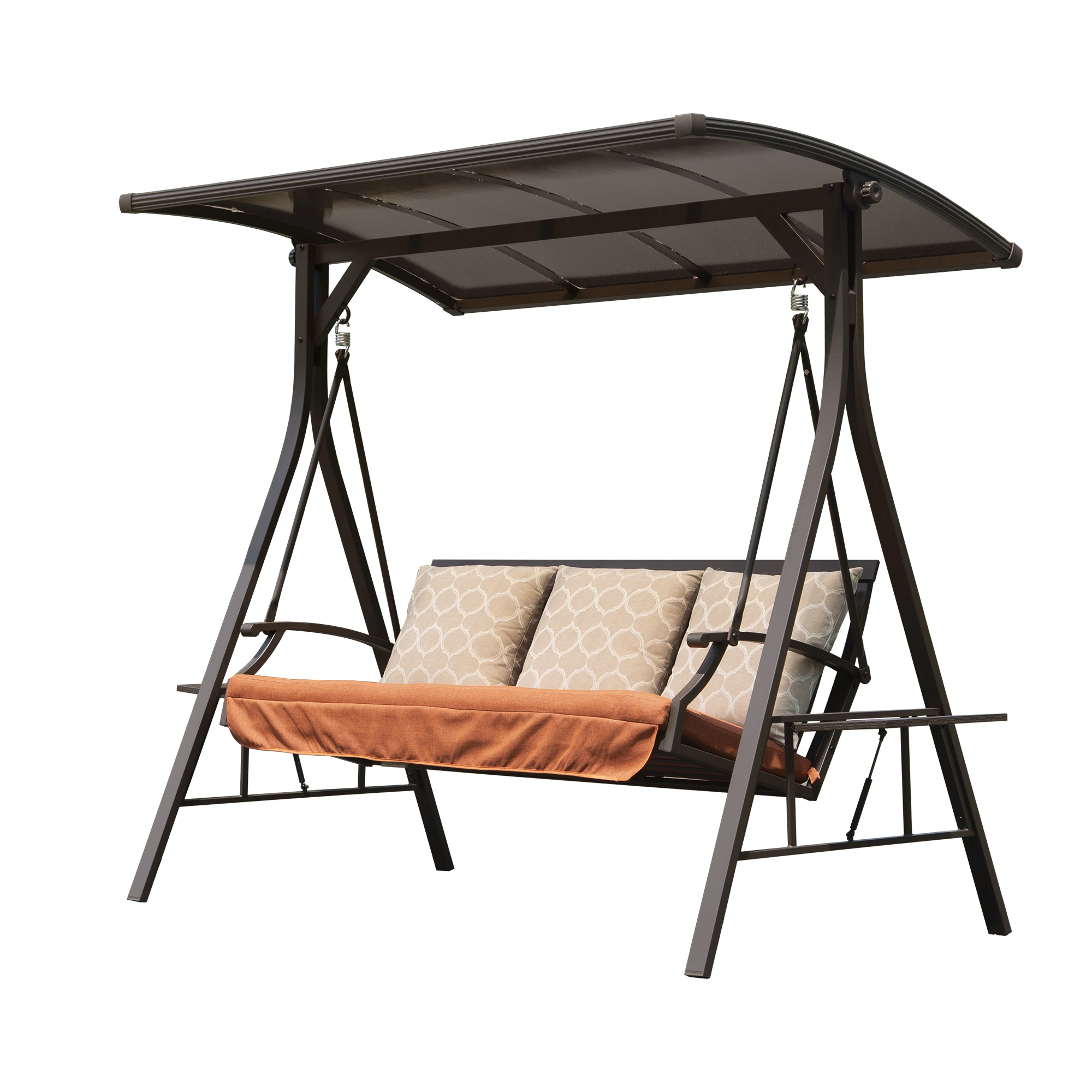 Custom Deluxe 3-Seater Rattan Swing Chair with Canopy Outdoor Garden Hanging Seat for Pergola & Gazebo