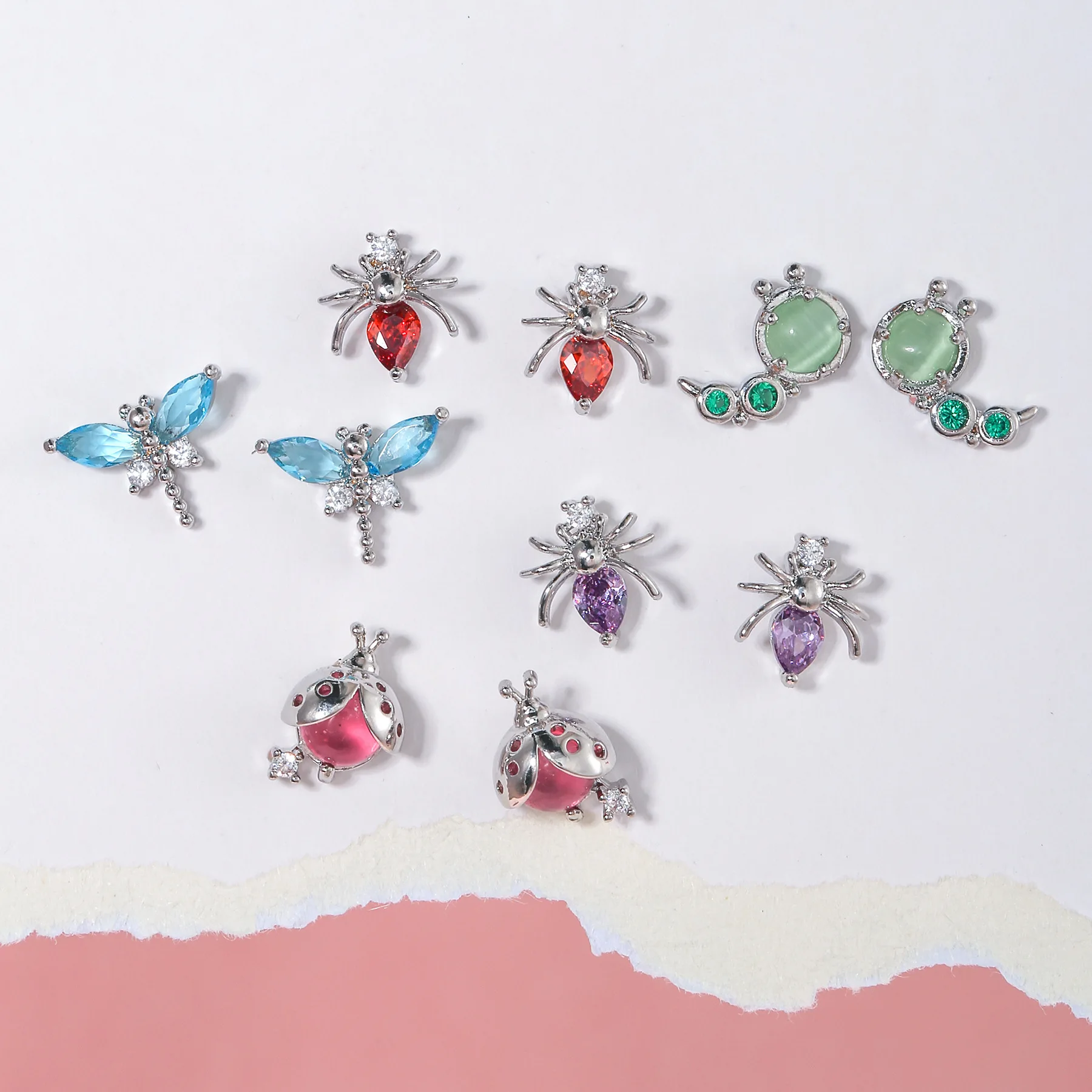 18k Gold Women Creative Lovely Insect Series Zircon New Design Spider Dragonfly 925 Silver Pin Brass Animal Stud Earring