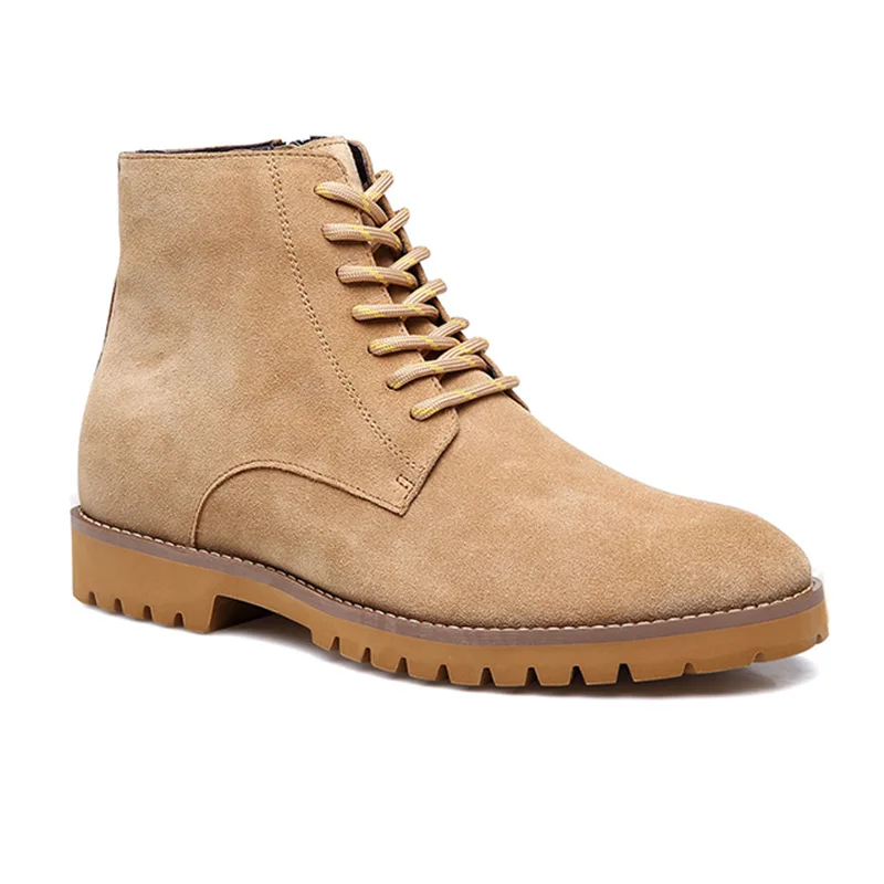 Custom made handmade invisible increase height increasing shoes soft insole suede leather elevator men boots