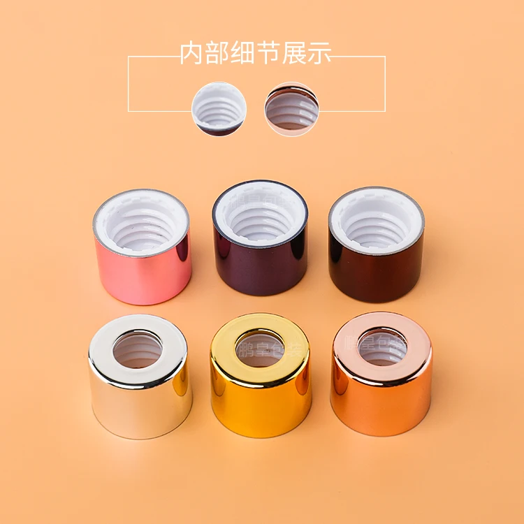 Wholesale bright gold aluminum rubber head dropper 20mm bright silver glass essential oil bottle dropper cap